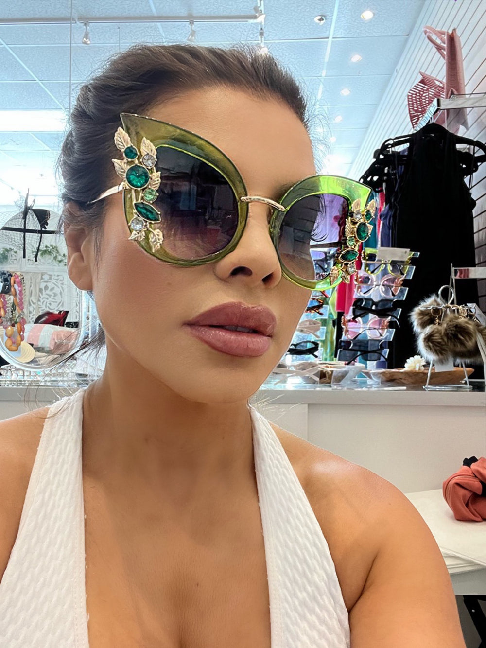 MAKE YOUR MOVE Cat Eye Rhinestone Studded Sunglasses-Sunglasses-Amazon-Malandra Boutique, Women's Fashion Boutique Located in Las Vegas, NV
