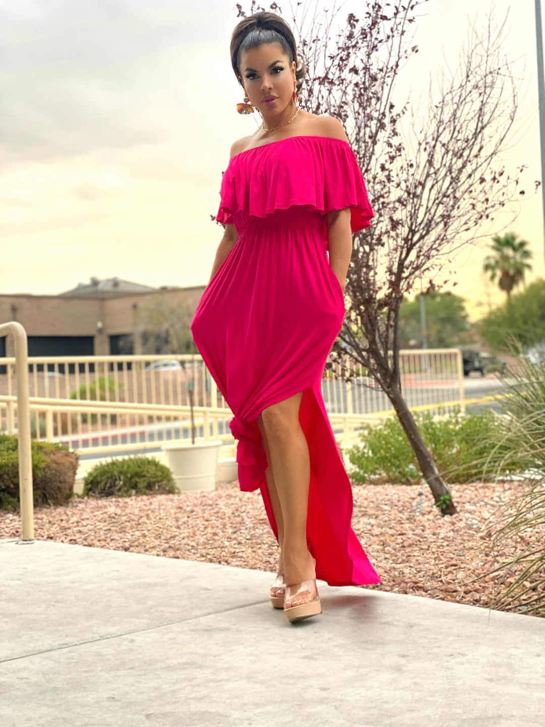 GOOD DAY Fuschia Maxi Dress-Long maxi dress-American Fit-Malandra Boutique, Women's Fashion Boutique Located in Las Vegas, NV