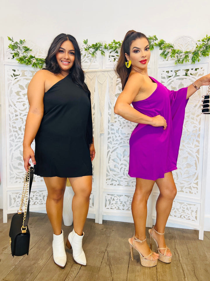 ONE KISS One-Shoulder Ruffle Sleeve Dress-Dress-Lavender J-Malandra Boutique, Women's Fashion Boutique Located in Las Vegas, NV