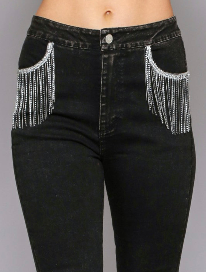 KARMA Rhinestone Detailed Medium Wash Bell Bottom Jeans-Jeans-PeachLove California-Malandra Boutique, Women's Fashion Boutique Located in Las Vegas, NV