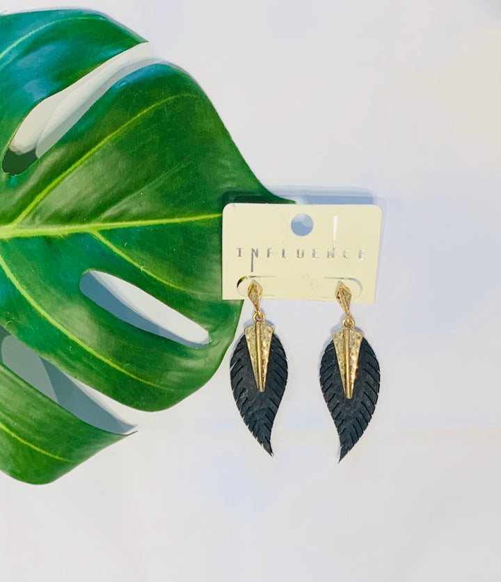 LEAVES Leather Leaf Drop Earring-Accessories-Malandra Boutique-Malandra Boutique, Women's Fashion Boutique Located in Las Vegas, NV