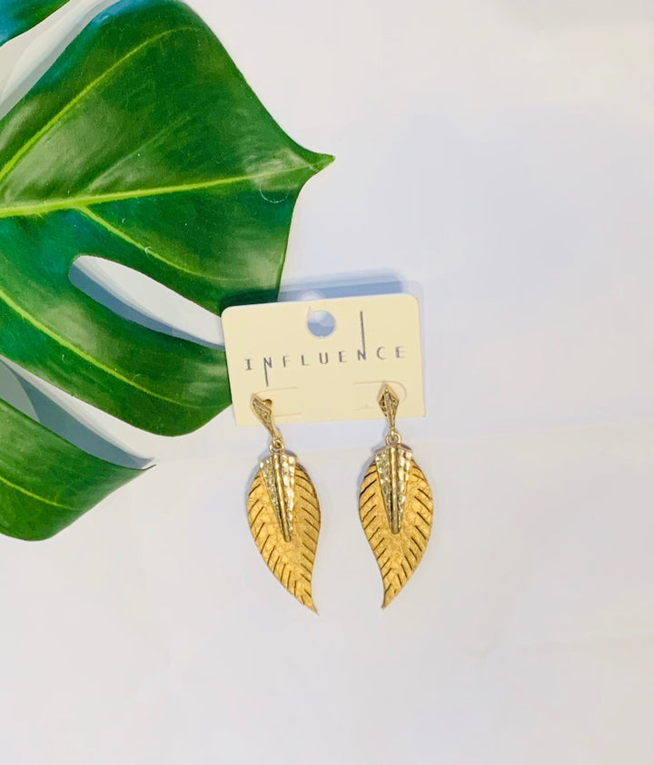 LEAVES Leather Leaf Drop Earring-Accessories-Malandra Boutique-Malandra Boutique, Women's Fashion Boutique Located in Las Vegas, NV